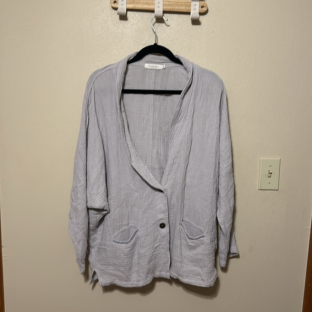 Mododoc Open‎ Front Long Gauzy Lightweight Blazer Size Small